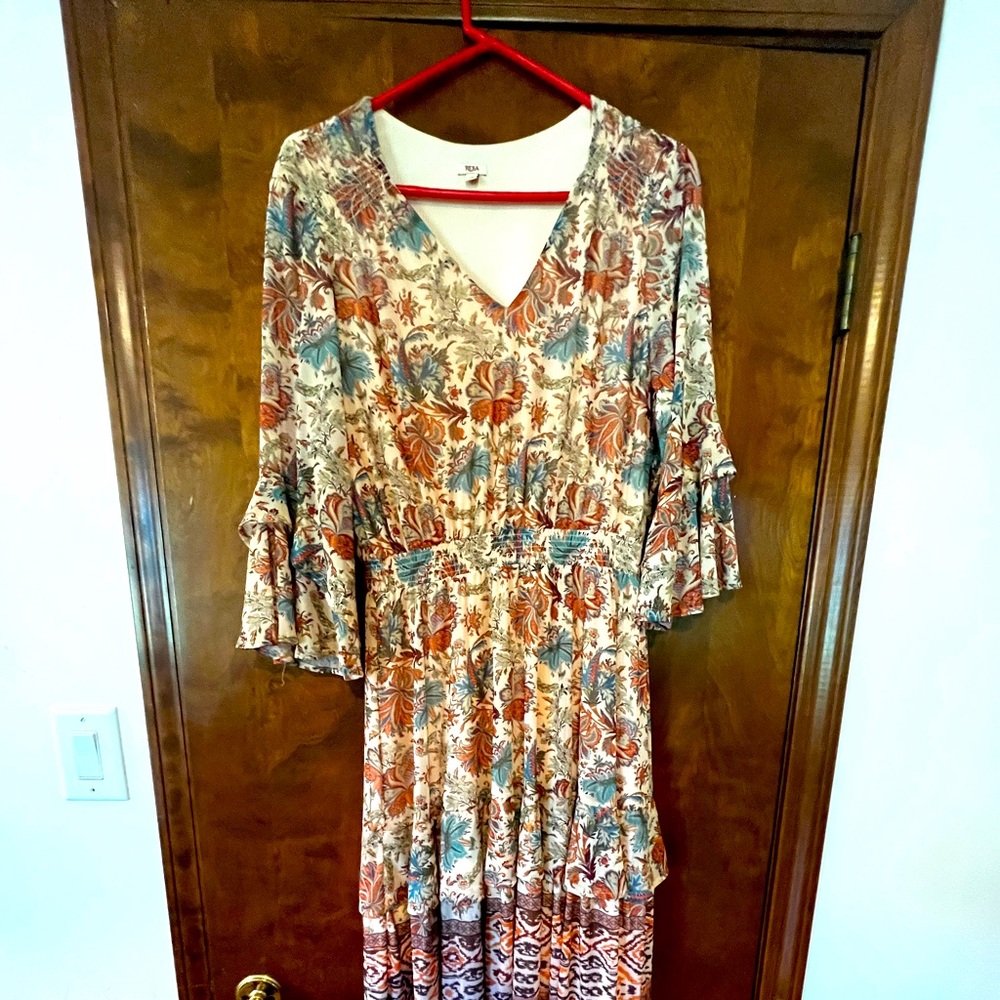 Floral layered ruffle dress also comes with matching shawl